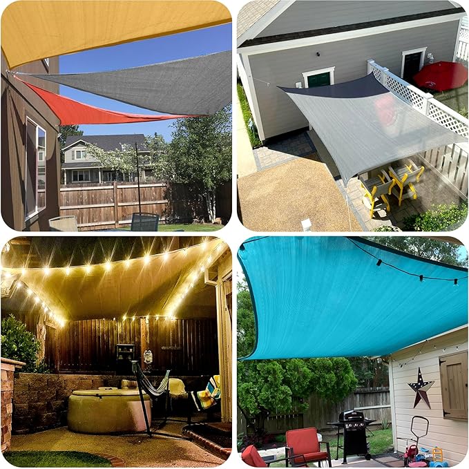 SUNLAX Large Sun Shade Sail 20' x 23' Dark Grey Rectangle Canopy Sail Shade Cover UV Block Permeable Sunshade Outdoor for Patio Backyard (We Make Custom Size)