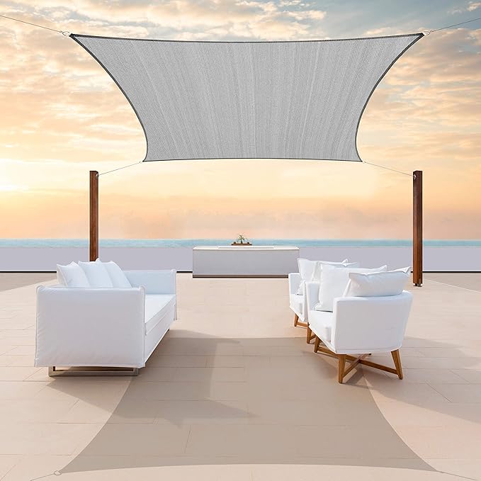 ColourTree TAPR1616 Custom Size 6' x 20' Grey Sun Shade Sail Canopy UV Block UPF50 Rectangle - Commercial Standard Heavy Duty - 190 GSM - 3 Years Warranty