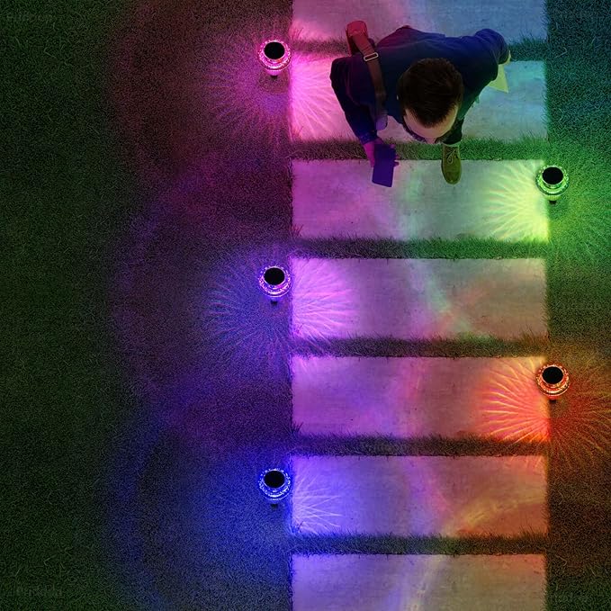Solar Lights Outdoor Pathway Waterproof 8 Pack Color Changing LED Acrylic Mushroom Decorative Garden Lights for Yard Landscape Patio Outside Decorations