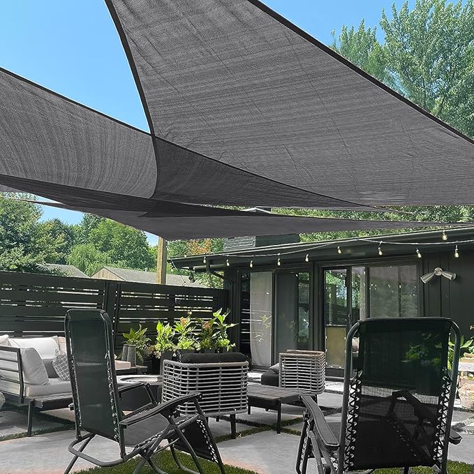 LOVE STORY Custom Size 14'x16'x16' Dark Grey Sun Shade Sail Triangle Sunshade Fabric Awning Canopy for Patio Backyard Carport Pergola (Customized)