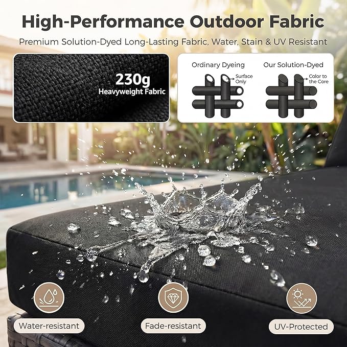 NICESOUL 9 Piece Outdoor Patio Sectional Furniture Set with Firepit Table Natural Gas/Propane, 29.3 High Back Comfy Conversations for Outside, 8 Seats Large Rattan Couch, 2 Color Cushion Black &Grey