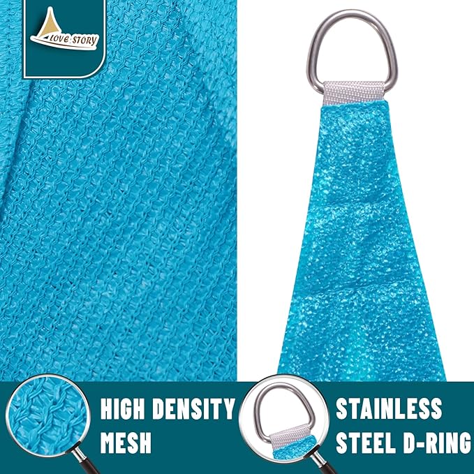 LOVE STORY Custom Size 7'x10' Turquoise Blue Sun Shade Sail Rectangle UV Block Canopy Patio Sail Sunshades Fabric for Outdoor Garden Carport (We Make Custom Size)