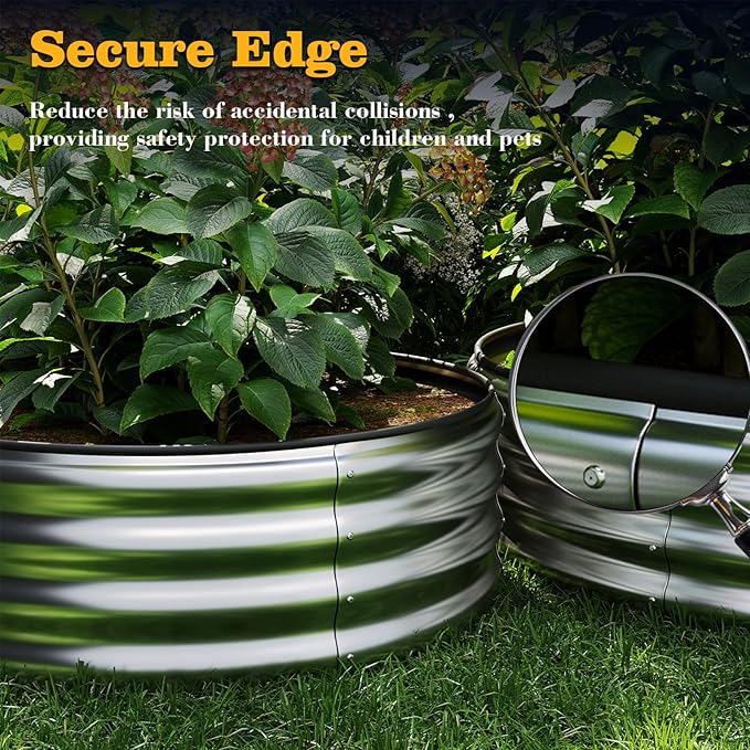 Garden Box Raised Flower Bed Galvanized Metal Planter Round Raised Garden Bed Kit for Gardening Outdoor 1PC Black 8X2X1FT
