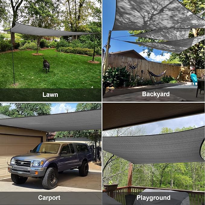 SUNLAX Large Sun Shade Sail 20' x 20' Dark Grey Square Canopy Sail Shade Cover UV Block Permeable Sunshade Outdoor for Patio Backyard (We Make Custom Size)