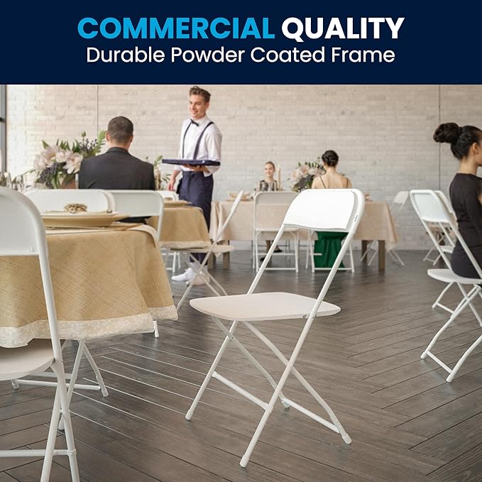 Flash Furniture Hercules Series Plastic Folding Chair - White - 20 Pack 650LB Weight Capacity Comfortable Event Chair-Lightweight Folding Chair