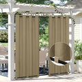 Easy-Going Linen Look Outdoor Curtains Waterproof Windproof Porch Curtains, Soft Thicken Outdoor Privacy Curtains for Patio, Gazebo, Grommet Top and Tab Bottom Drape, 1 Panel, 110x120 inch, Khaki