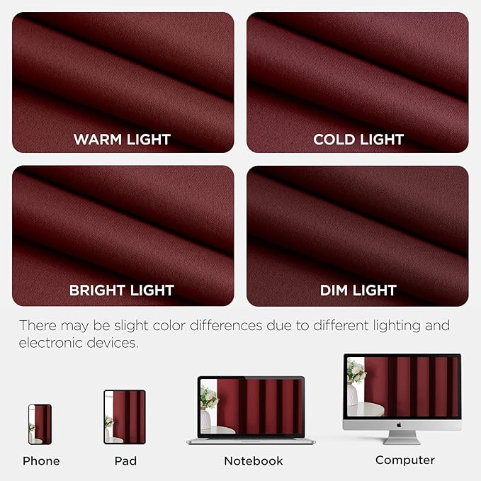 Joydeco Blackout Patio Sliding Door Curtains 108 Inches Long, Grommet Privacy Room Divider Curtains, Extra Wide Thermal Blackout Drapes for Bedroom Living Room (Burgundy Red, 80Wx108L, 1 Panel)