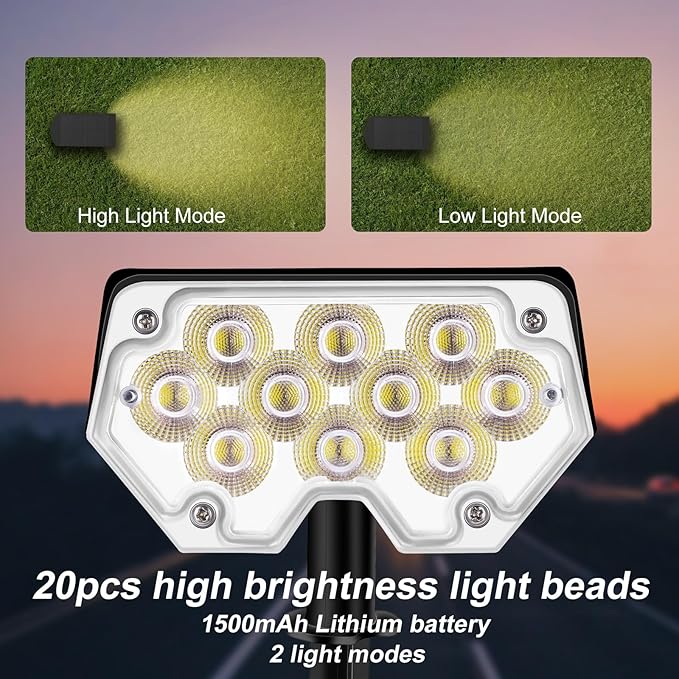 All-New Solar Spot Lights Outdoor Waterproof，20 LEDs Solar Flag Light with 2 Modes,Landscape Spotlights for Pathway, Patio, Garden, Trees ，Pool(2 Pack,Warm Light)