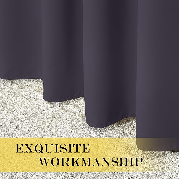 NICETOWN Blackout Sliding Door Curtains 84 Inch Length, Extra Wide Room Divider Grommet Energy Saving Thermal Insulated Curtain for Patio Door Window(W80 x L84, 1 Panel, Greyish Purple)