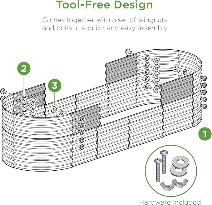 Best Choice Products 4x2x2ft Outdoor Metal Raised Garden Bed, Oval Deep Root Planter Box for Vegetables, Flowers, Herbs, and Succulents w/ 101 Gallon Capacity, Rubber Edge Guard - Dark Green