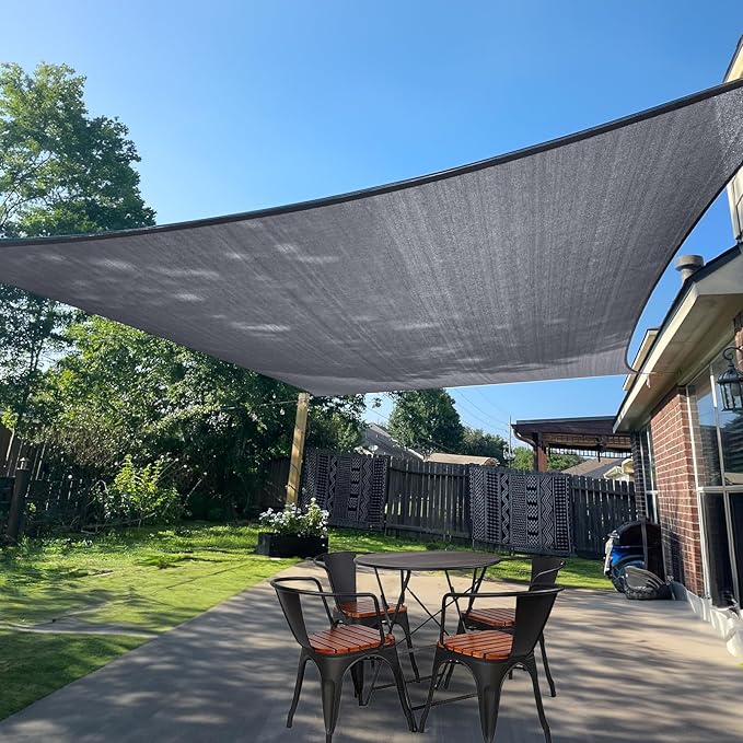 SUNLAX Sun Shade Sail 13' x 13' Dark Grey Rectangle Canopy Sail Shade Cover UV Block Permeable Sunshade Outdoor for Patio Backyard Deck Pergola (We Make Custom Size)