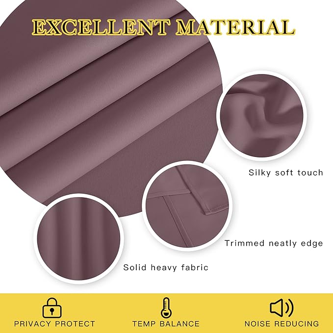 NICETOWN Blackout Drapery Curtain Panel 90 inches Long - Window Treatment Thermal Insulated Grommet Blackout Curtain/Drape for Bedroom Living Room (Dry Rose, 1 Panel, 46 by 90 inches)