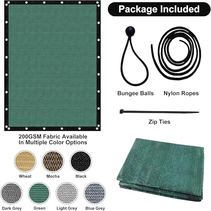 Artpuch 90% Sun Shade Cloth, 12 x 16 FT Pergola Shade Cover Canopy with Grommets, Sun Screen Fabric Tarp for Patio, Outdoor, Garden, Backyard, Green