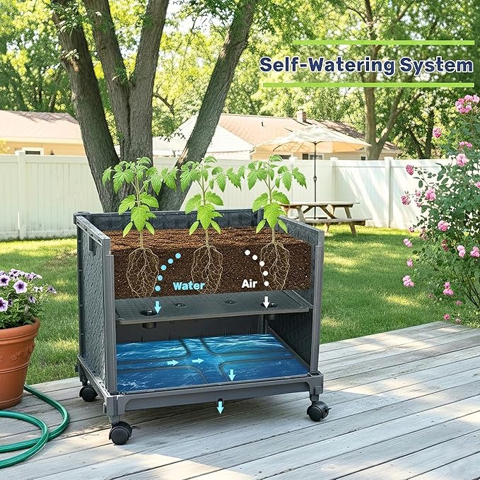Raised Garden Bed with Tomato Planter Cage, Trellis Planter Boxes for Outdoor Patio Greenhouse Gardening Climbing Vegetables