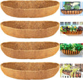 Coco Liners for Planters - 4 Pack 30 Inch Trough Coconut Liners for Planters, Window Box Coco Liners, 100% Natural Coconut Fiber Liners for Wall Hanging Basket, Window Box, Fence Baskets