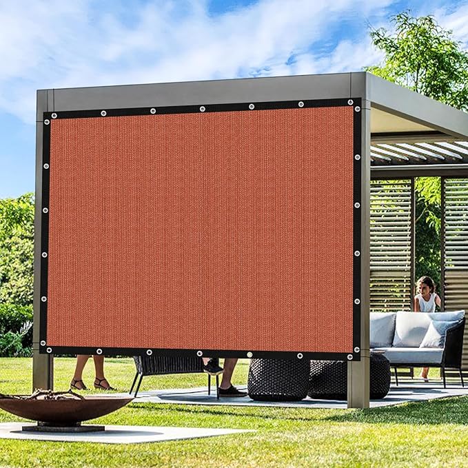 Artpuch 90% Sun Shade Cloth, 8 x 11 FT Pergola Shade Cover Canopy with Grommets, Sun Screen Fabric Tarp for Patio, Outdoor, Garden, Backyard, Rust Red