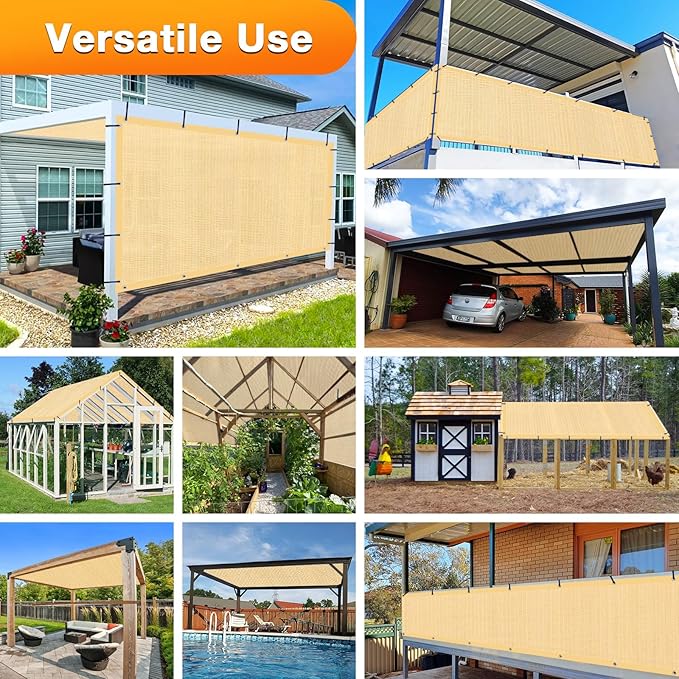 Artpuch Outdoor Pergola Shade Cover 6' X 20' Sun Shade Cloth with Grommets, 90% UV Protection Canopy Patio Privacy Screen (Customized Available) GN107, Wheat