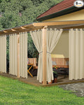 HolidayIdeas Outdoor Curtains for Patio Waterproof, 6 Panels - 54x84 Inches - Weatherproof Privacy Outsides Curtains for Cabana Porch Pergola, Sunlight & UV Blocking (Cream, Grommet Top)