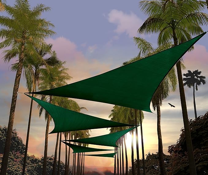 Amgo Custom Size 24' x 24' x 24' Green Triangle Sun Shade Sail UPF50+ AGTAPRT12, Order to Make Canopy Awning, 95% UV Blockage, Water & Air Permeable, Commercial Standard (We Customize)