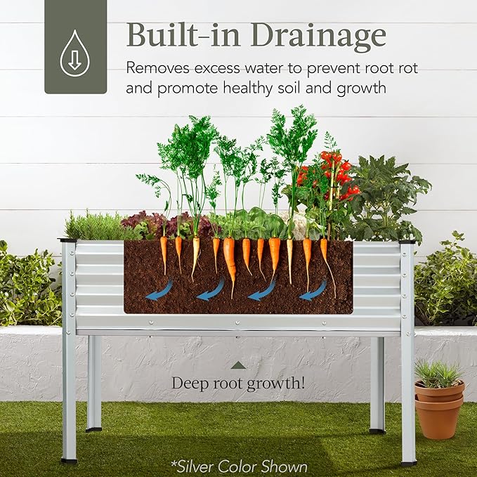 Best Choice Products 48x24x30in Galvanized Raised Garden Bed, Metal Elevated Planter Box, Vegetable Garden for Backyard, Patio, Balcony - Navy Blue
