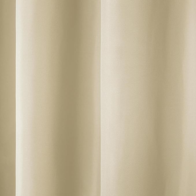 TOWN & COUNTRY BASICS Cabana Solid Heavyweight Indoor Outdoor Curtains, Light Filtering Opacity with Grommet Top, Water Repellent, 54"x96", Natural (Pack of 12)