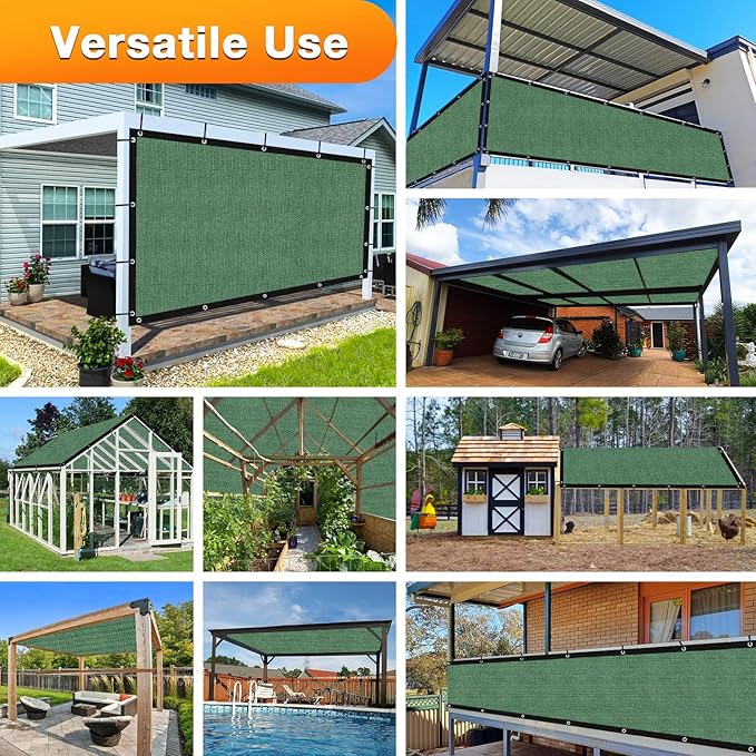 Artpuch Outdoor Pergola Shade Cover 5' X 13' Sun Shade Cloth with Grommets, 90% UV Protection Canopy Patio Privacy Screen (Customized Available) GN107, Green