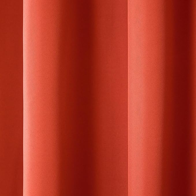 TOWN & COUNTRY BASICS Cabana Solid Heavyweight Indoor Outdoor Curtains, Light Filtering Opacity with Grommet Top, Water Repellent, 2-Pack Set, 54"x84", Mecca Orange