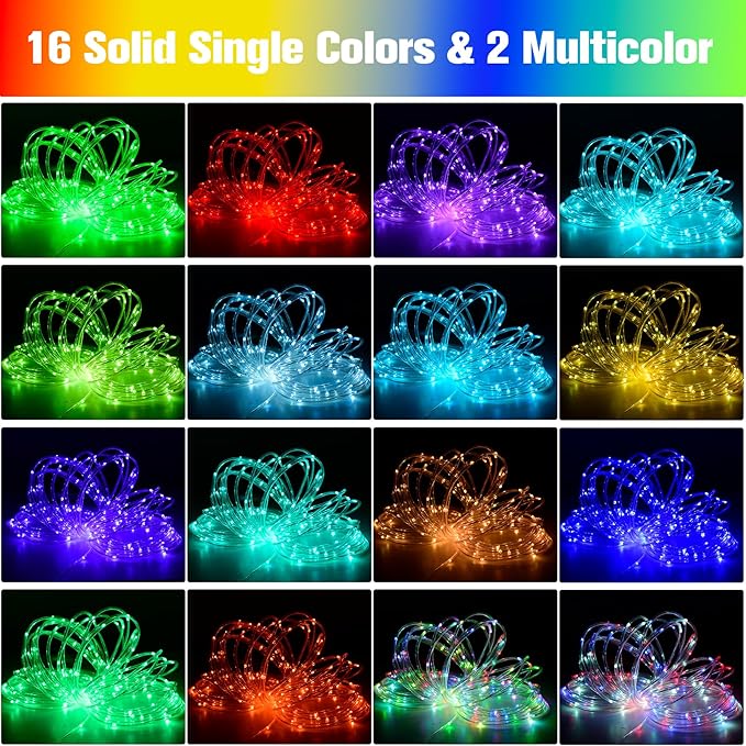 99Ft LED Rope Lights Outdoor, 18 Colors Changing Fairy String Light Plug in with Remote, IP68 Waterproof 300 LEDs Multicolor Twinkle Christmas Lights for Bedroom Patio Halloween Holiday Decor