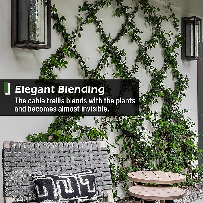 Wire Trellis for Climbing Plants Outdoor, 12 pcs Wall Wire Trellis Kit, T316 Stainless Steel Wall Trellis Kit Espalier Cable Trellis System (Hubs Only, Without Cable)