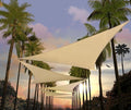 Amgo Custom Size 25' x 25' x 25' Beige Triangle Sun Shade Sail Order to Make Canopy Awning UPF50+ AGSLT, 95% UV Blockage, Water & Air Permeable, 200GSM Commercial Standard (We Customize)