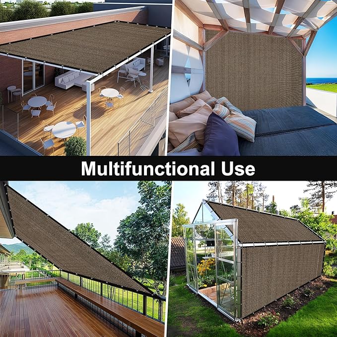 Artpuch 90% Sun Shade Cloth, 4 x 8 FT Pergola Shade Cover Canopy with Grommets, Sun Screen Fabric Tarp for Patio, Outdoor, Garden, Backyard, Mocha