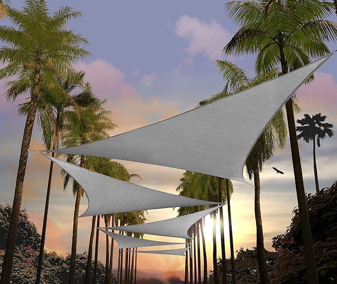 Amgo Custom Size 15' x 15' x 15' Gray Triangle Sun Shade Sail UPF50+ AGTAPRT12, Order to Make Canopy Awning, 95% UV Blockage, Water & Air Permeable, Commercial Standard (We Customize)