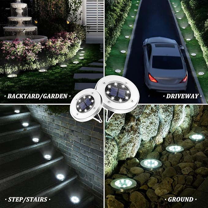 SOLPEX Solar Lights Outdoor Waterproof, 8 Pack Solar Ground Lights, Solar Garden Lights Landscape Lighting for Pathway Driveway Patio Backyard Walkway (Cool White)