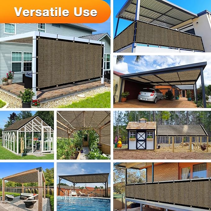 Artpuch Outdoor Pergola Shade Cover 9x14 FT Sun Shade Cloth with Grommets Mocha 90% UV Protection Canopy Patio Privacy Screen (Customized Available)