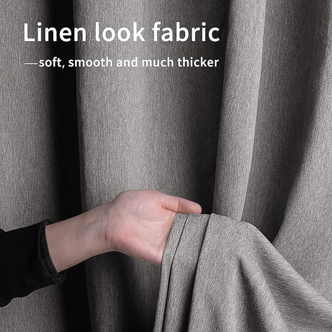 Easy-Going Linen Look Outdoor Curtains Waterproof Windproof Porch Curtains, Soft Thicken Outdoor Privacy Curtains for Patio, Gazebo, Grommet Top and Tab Bottom Drape, 1 Panel, 110x120 inch, Grey
