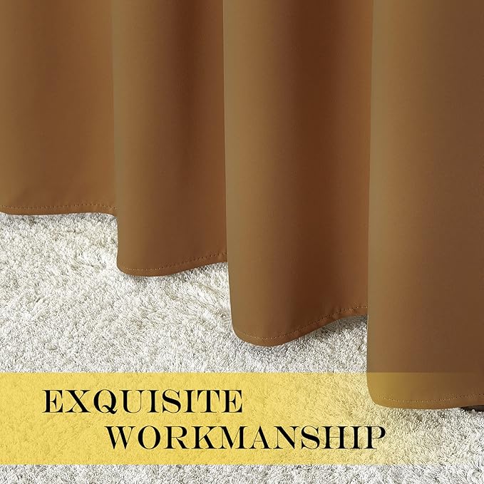 NICETOWN Blackout Curtains 120 inch Length for Sliding Glass Door, Grommet Thermal Insulated Room Darkening Sound Reducing Drapes for Room Divider, 1 Panel, W52 x L120, Gold Brown