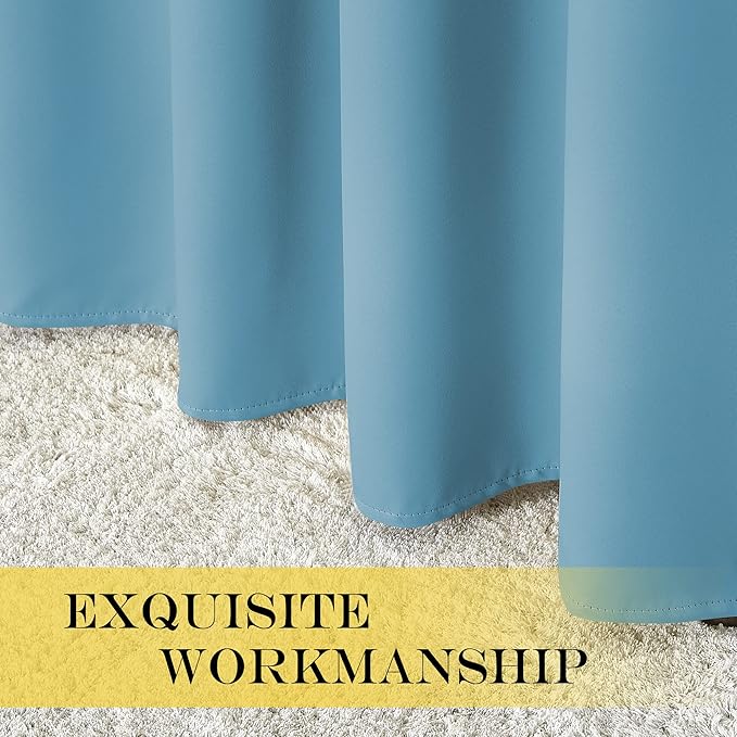 NICETOWN Sliding Door Curtain 108 Inches Long - Blackout Thermal Insulated Grommet Room Divider Privacy Drape for Patio Glass Door, 1 Panel, Teal Blue, 100 Inch Extra Wide