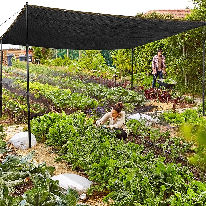 QLOFEI 4x12 FT Shade Cloth with Grommets, 90% Sun Shades Outdoor Patio Mesh Tarp, Easier to Hang Sun Protection Neting Cover -for Garden Greenhouse Pergola Lawn Kennel Chicken Coop