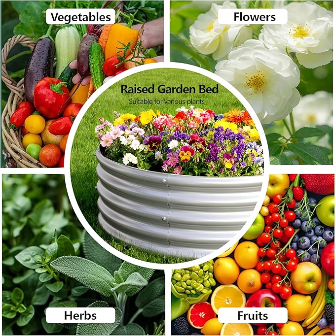 2PCS 8x2x1FT Galvanized Raised Garden Bed Kit,Vegetable Boxes-Oval Metal Flower Box,Large Planter Raised Beds Outdoor Garden for Planting,Fruit,Herb-Silver