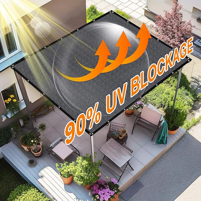 Artpuch 90% Sun Shade Cloth, 4 x 8 FT Pergola Shade Cover Canopy with Grommets, Sun Screen Fabric Tarp for Patio, Outdoor, Garden, Backyard, Dark Grey