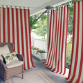 Elrene Home Fashions Highland Stripe Indoor/Outdoor Curtain Panel, 50 inches X 108 inches, Red