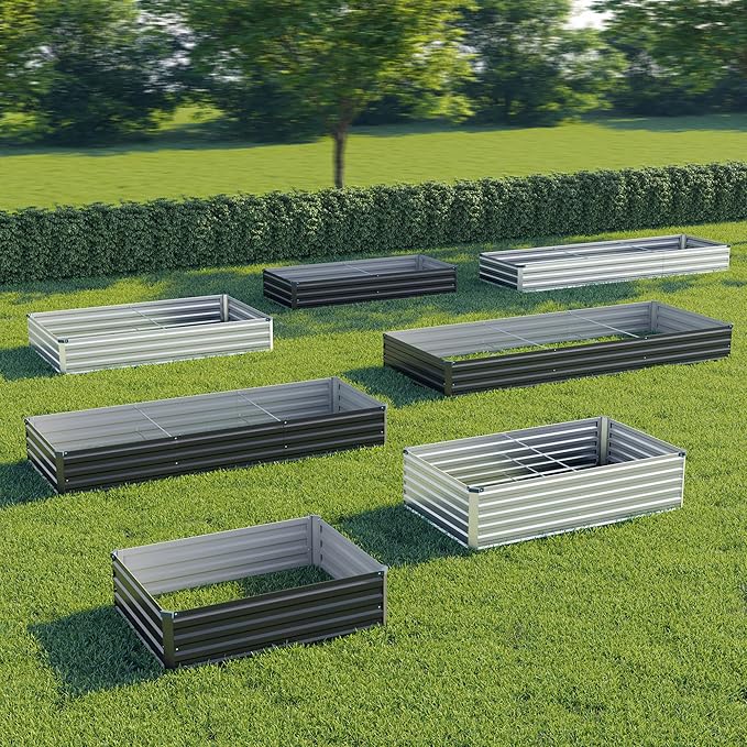 8x2x1 ft(2 Pack) Galvanized Raised Garden Bed,Outdoor Planter Box Metal Patio Kit Planting Bed for Vegetables Flowers and Succulents,Black