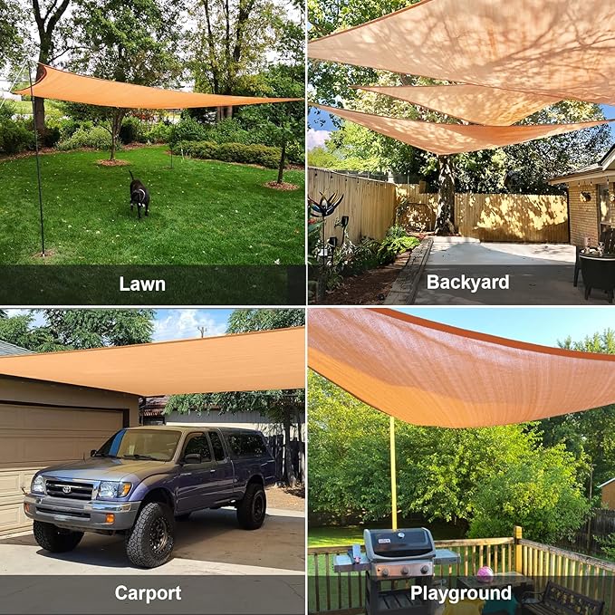 SUNLAX Sun Shade Sail 18' x 18' x 18' Peach Fuzz Rectangle Canopy Sail Shade Cover UV Block Permeable Sunshade Outdoor for Patio Backyard Deck Pergola (We Make Custom Size)