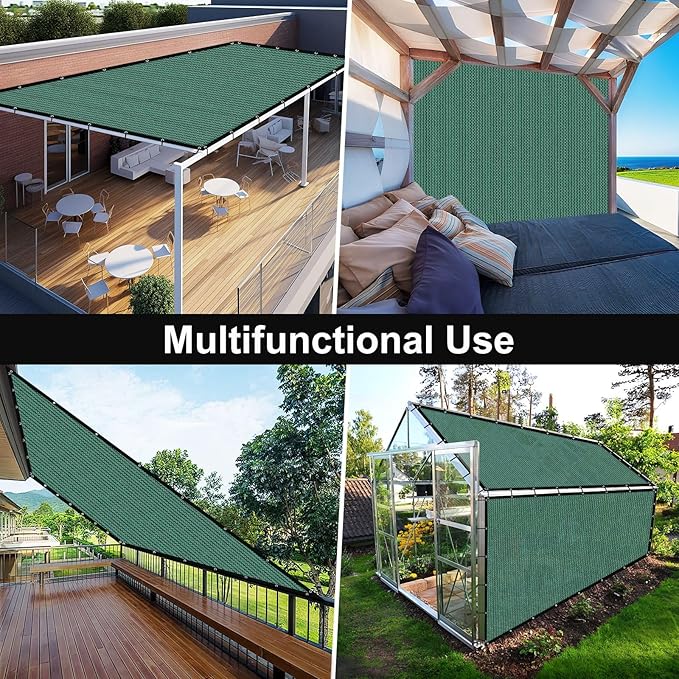 Artpuch 90% Sun Shade Cloth, 8 x 20 FT Pergola Shade Cover Canopy with Grommets, Sun Screen Fabric Tarp for Patio, Outdoor, Garden, Backyard, Green