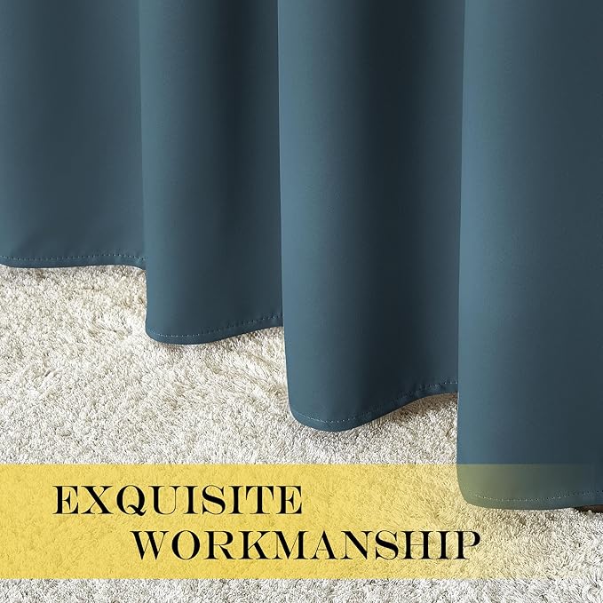 NICETOWN Privacy Room Divider Curtain Thermal Blackout Curtain for Patio Door, Living Room, Bedroom Partition and Shared Office Space, 1 Grommet Panel, Smoky Blue, 100 inch x 108 inch Long