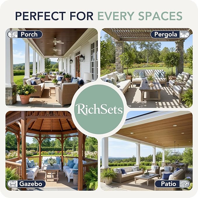 Gazebo Curtains Outdoor Waterproof 6 Panels - Windproof, Privacy, Weatherproof Outside Drapes for Patio Pergola Porch, Grommet Top and Tab Bottom Drape, 54x95 Inch, Grey