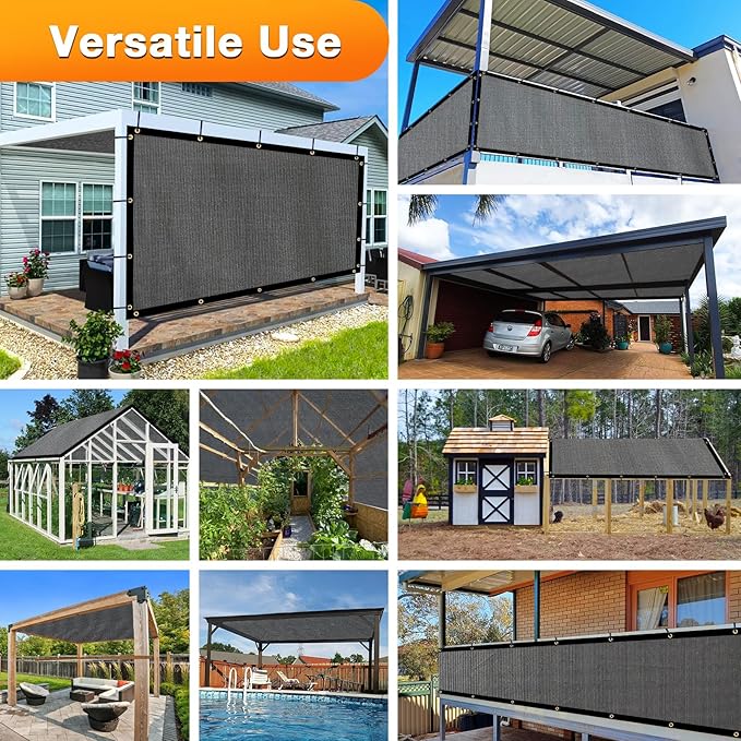 Artpuch Outdoor Pergola Shade Cover 11x24 FT Sun Shade Cloth with Grommets Dark Grey 90% UV Protection Canopy Patio Privacy Screen (Customized Available)