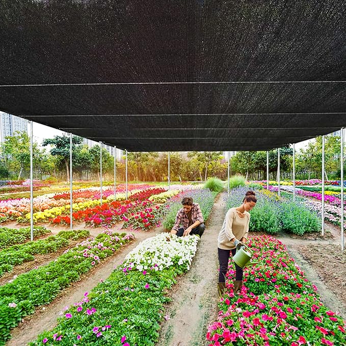 QLOFEI Shade Cloth for Garden, 90% Sunblock Shade Neting Cover with Grommets, Sun Protection Screens for Patio Kennel Chicken Coop Pergola Greenhouse Plants Cover Mesh Tarp, 6x8 FT