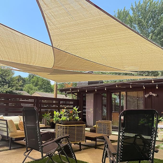 LOVE STORY Custom Size 5'x6'x7.8' Sand Sun Shade Sail Right Triangle Sunshade Fabric Awning Canopy for Patio Backyard Carport Pergola (Customized)