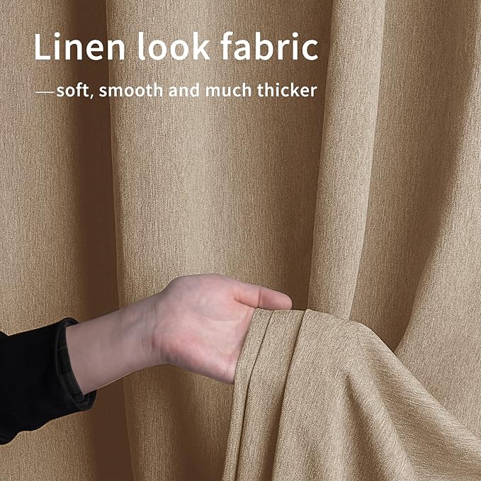 Easy-Going Linen Look Outdoor Curtains Waterproof Windproof Porch Curtains, Soft Thicken Outdoor Privacy Curtains for Patio, Gazebo, Grommet Top and Tab Bottom Drape, 1 Panel, 110x120 inch, Beige